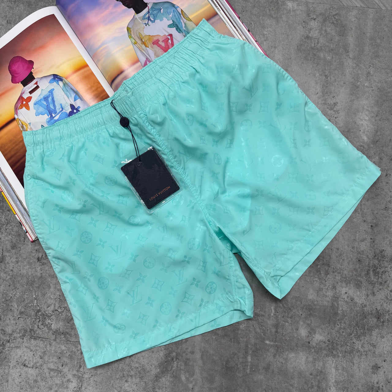 LVE MONOGRAM SWIM SHORTS - MINT
