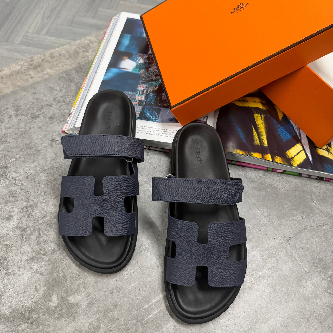 (PRE ORDER) H STRAP SLIDES - NAVY